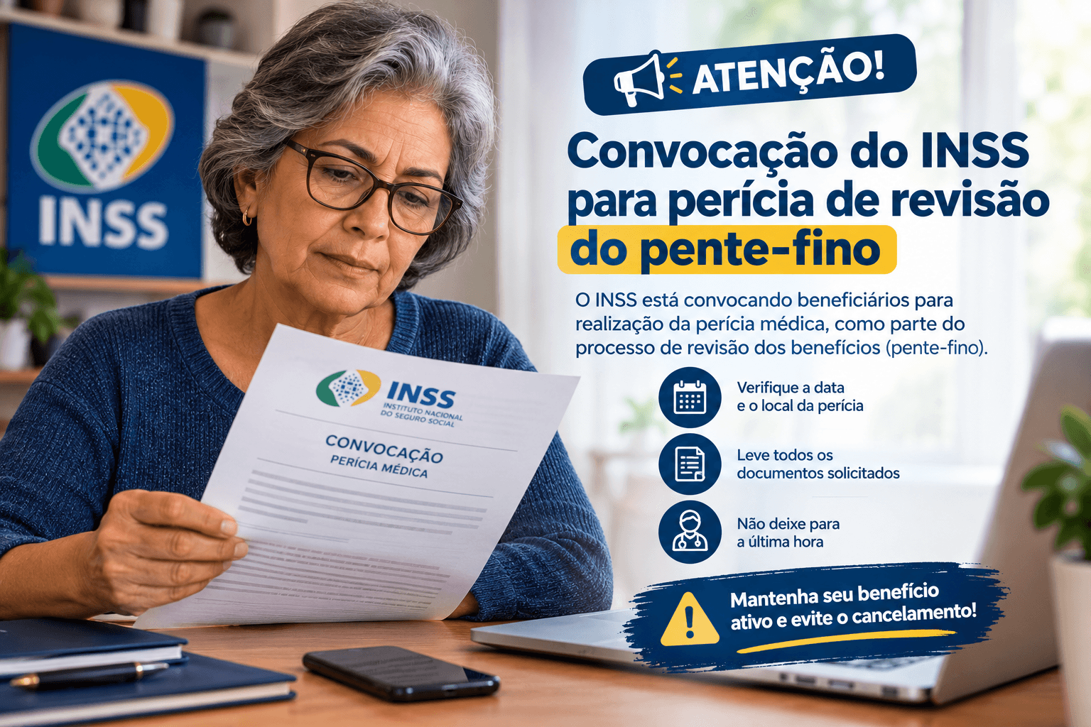 Convocação do INSS para perícia de revisão do pente-fino