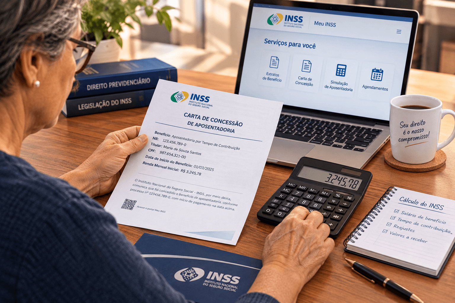 Revisão de aposentadoria: carta de concessão e cálculo do INSS